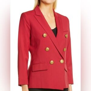 SMYTHE Mini Red Wool Blazer Double‎ Breast Lined Size 14